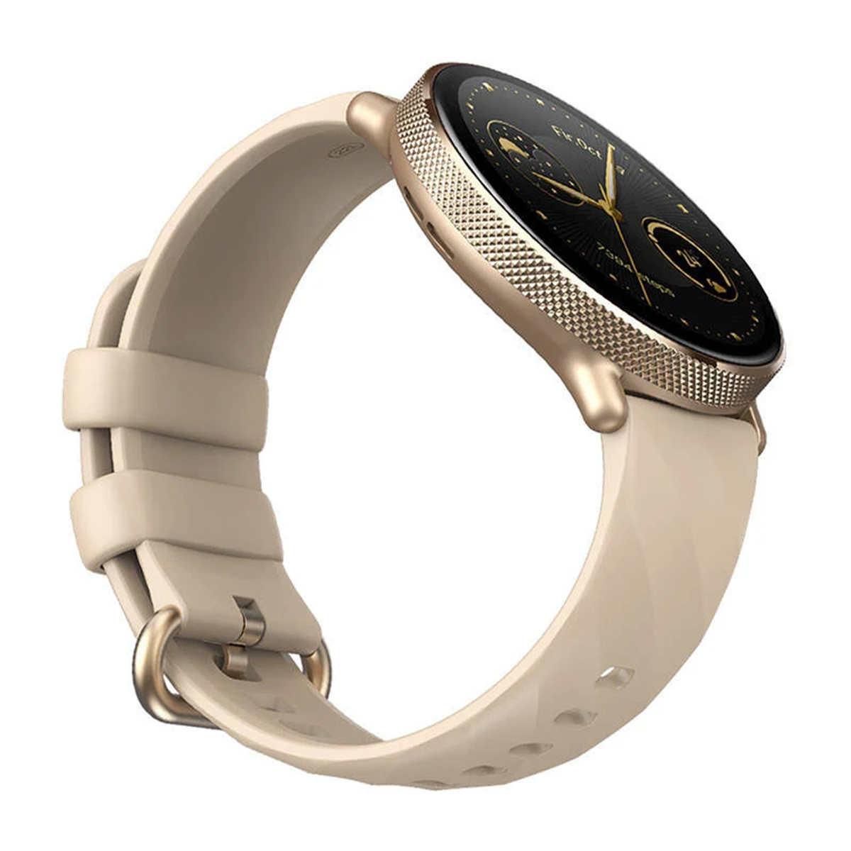 Montre intelligente dorée en acier inoxydable, appels Bluetooth et suivi santé complet