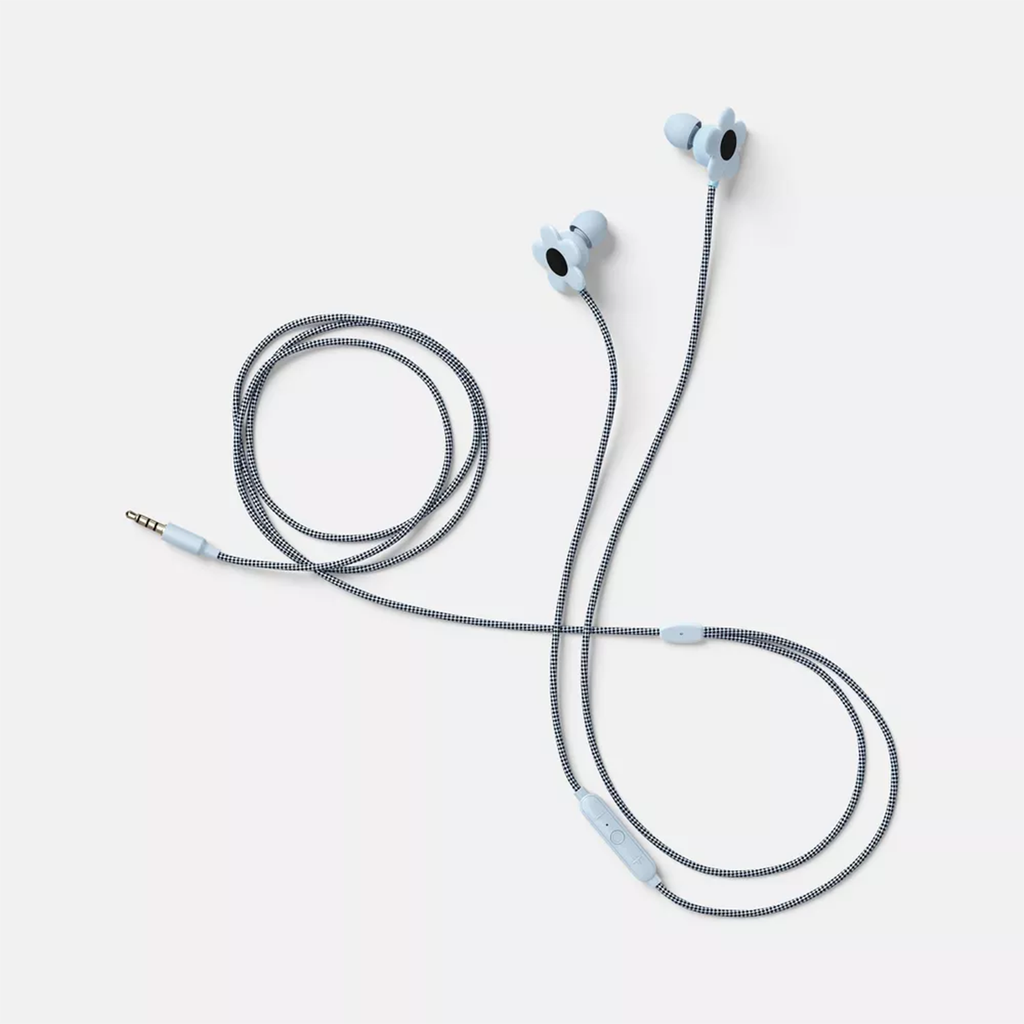 Écouteurs filaires à motif floral, prise audio 3,5 mm et micro intégré